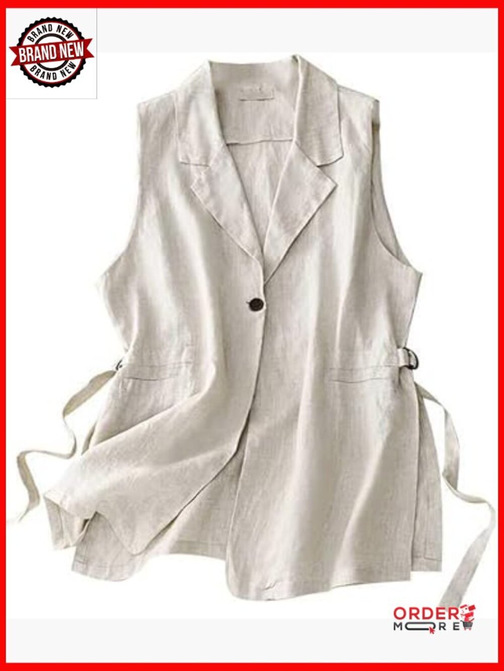 Sleeveless Linen Blend Blazer Vest with Pockets for Work Office Outfits Women